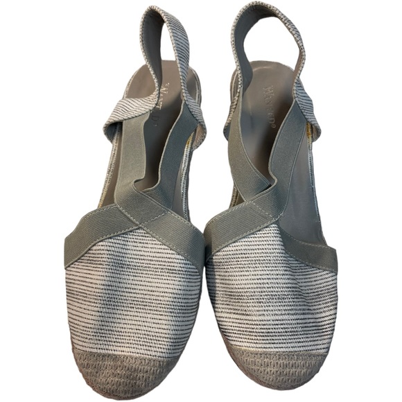 WANTED Women's Platform Sandals Wedge Heel Knit Woven Silver Gray Size 10 - Picture 2 of 7